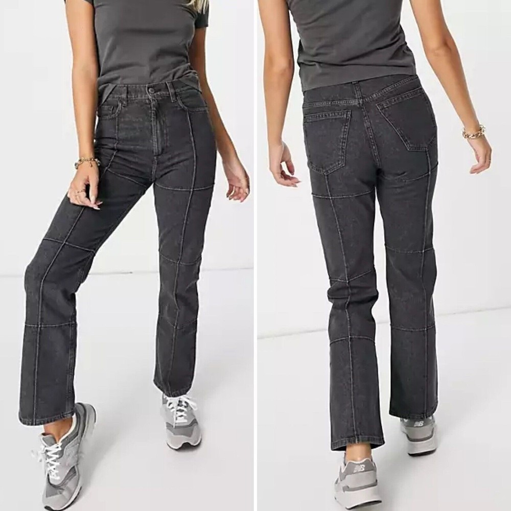 Women’s Jeans & Other Stories Crawford Cotton Straight Leg Black Sz 6 Patchwork